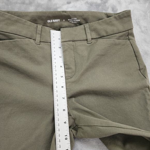 Old Navy Pants Womens 2 Green High Rise Pixie Skinny Ankle Stretch Office Career - Picture 9 of 12